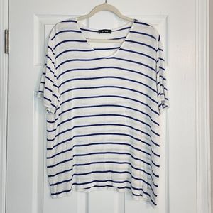 EUC DKNY white and blue striped shirt